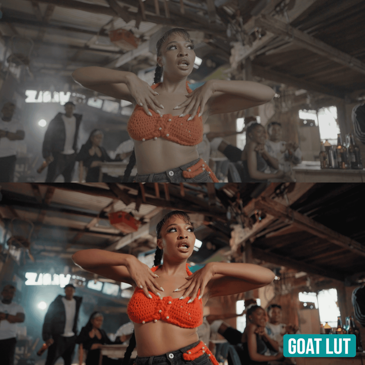 GOAT LUT colour grade example on music video footage 2