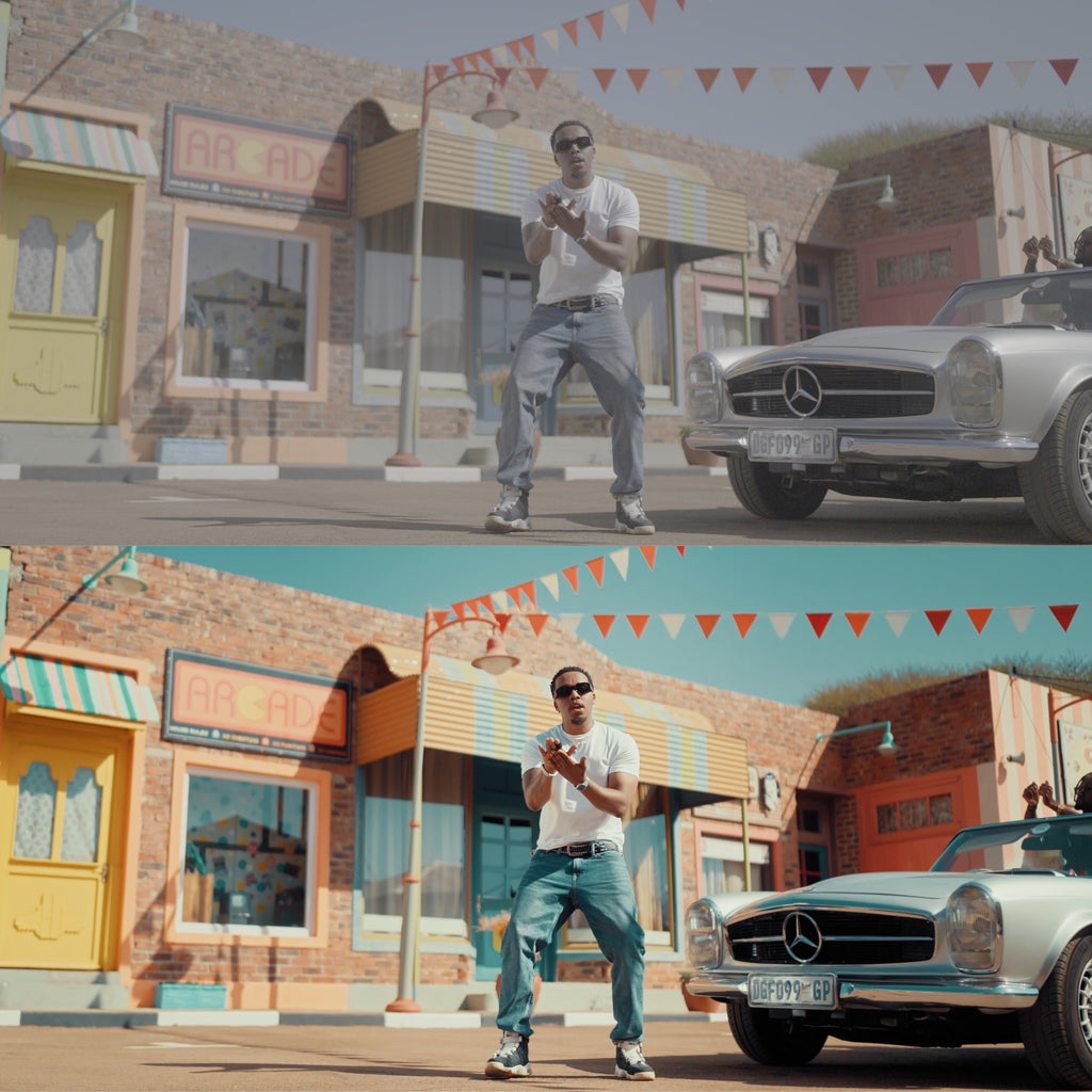 Street performance footage transformed using The GOAT LUT cinematic color grade