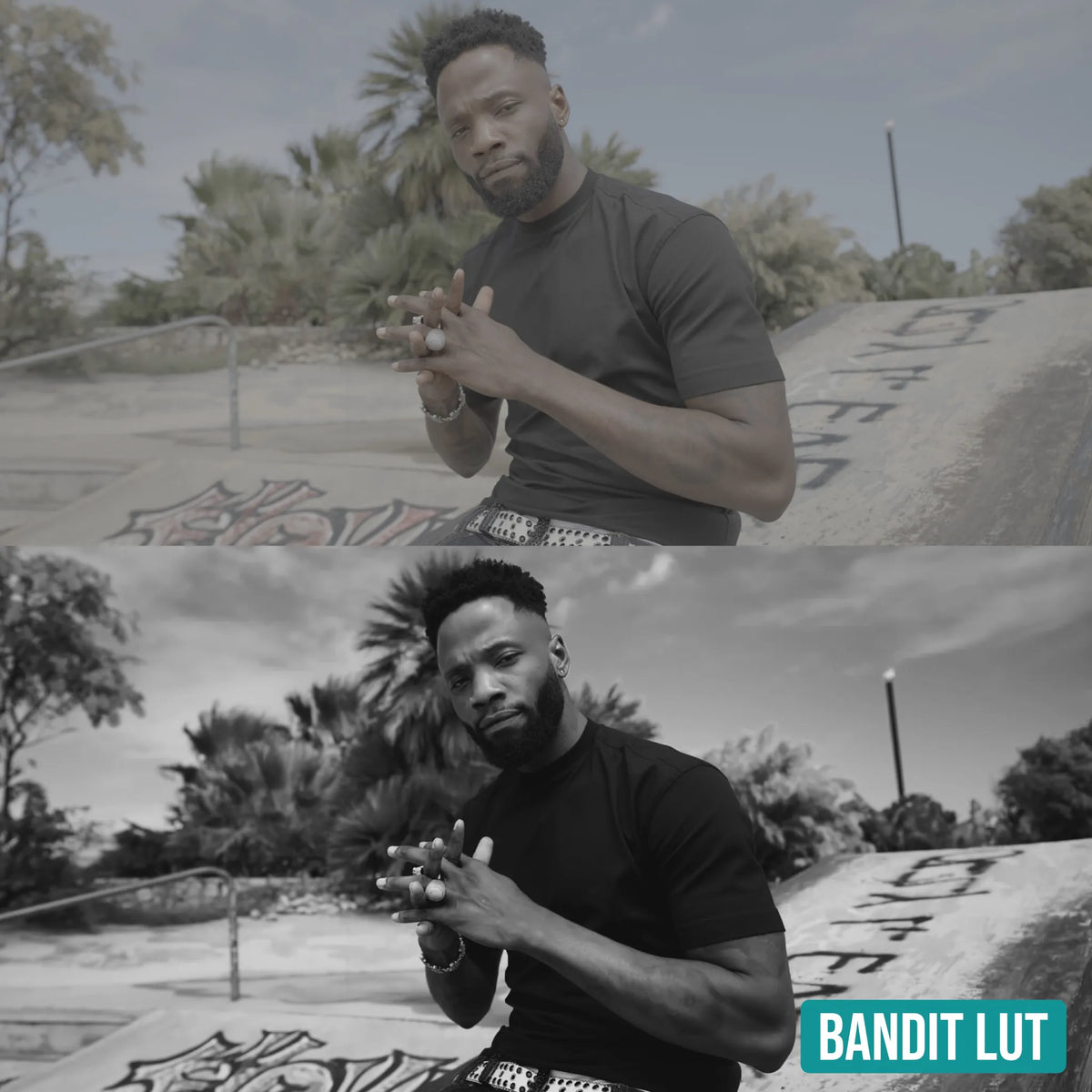 Bandit LUT before and after colour grade example 2