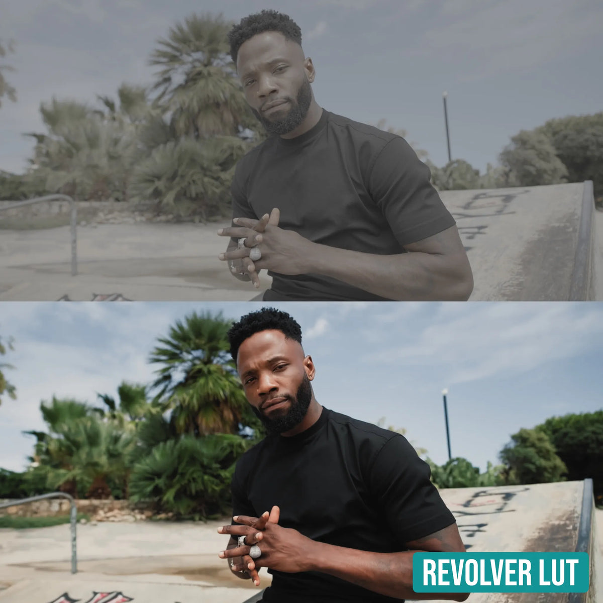 Revolver LUT before and after colour grade example 5